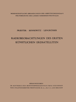 cover image of Radiobeobachtungen des ersten künstlichen Erdsatelliten